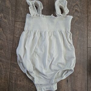 Quincy Mae Cream Striped Ruffle Bodysuit